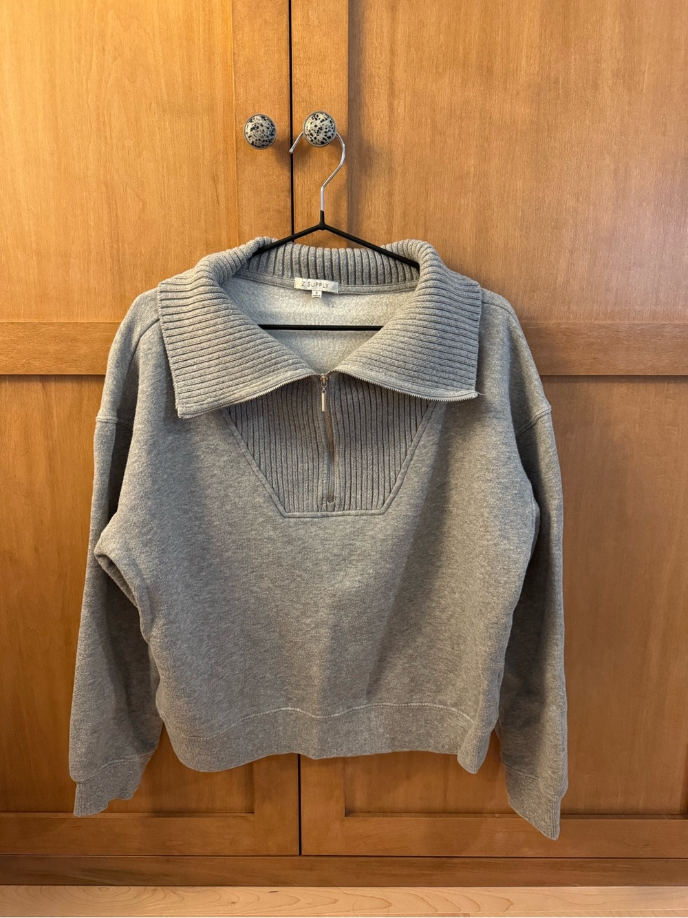 Z Supply Sonata Fleece Half-Zip Sweatshirt – Heather Gray, Small